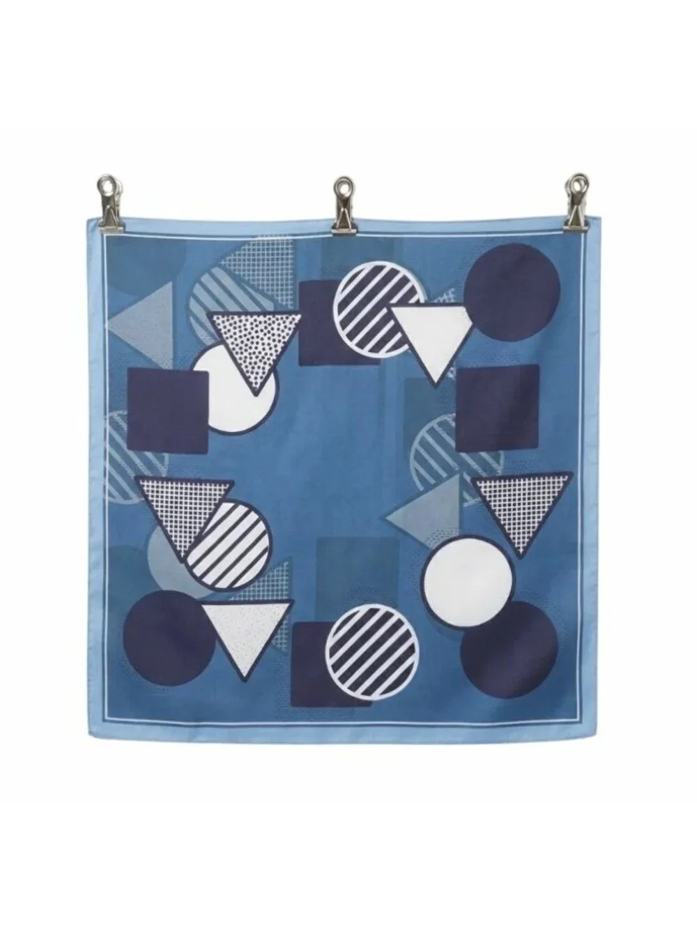 ✨Geometric Scarf Retro Silky Square Neck Wrap Abstract Accessory Hijab Blue New